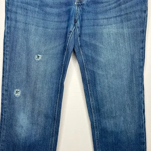 Free People We The Free Maggie Mid Rise Straight in Sequoia Blue Size 26 Raw Hem - Picture 5 of 12